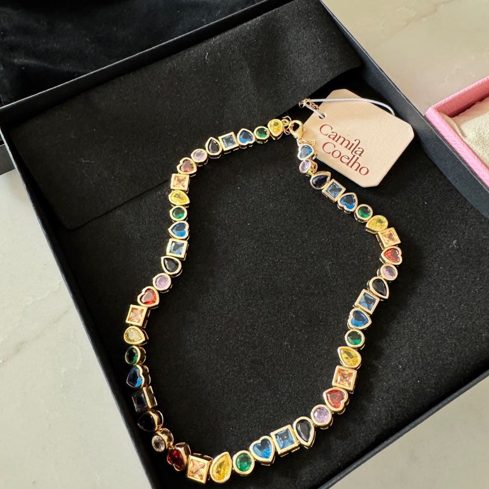 REVOLVE FINAL OFFER Camila Coelho Gemstone Necklace only Multicolor Heart Viral